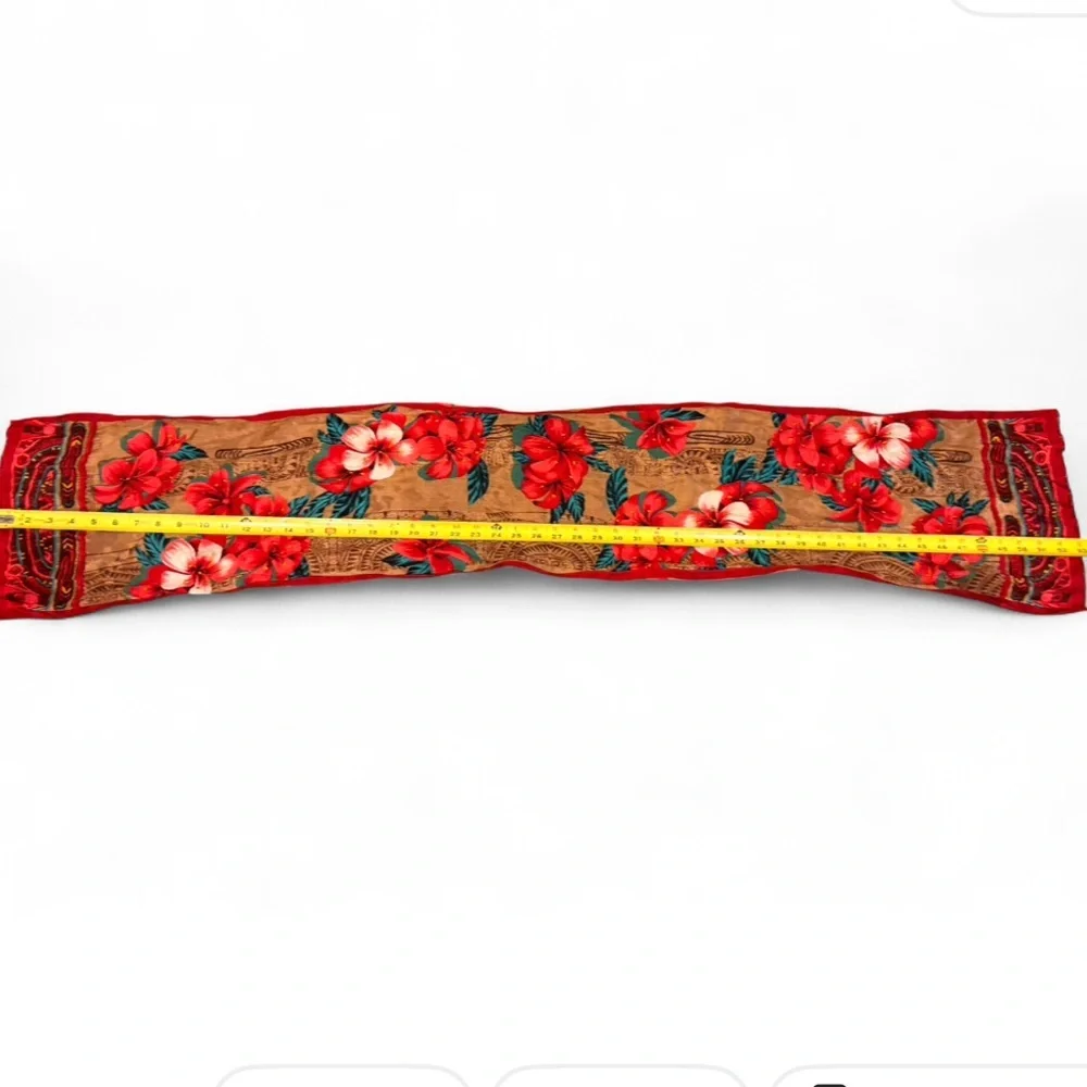 Oscar de la Renta Silk Scarf Vintage Red Gold Floral Paisley Oblong 53” Luxury - Picture 7 of 10